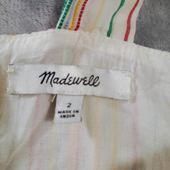 Madewell Dress Womens 2 Multicolor Striped Button Front Tiered Cotton Sundress - Picture 7 of 14